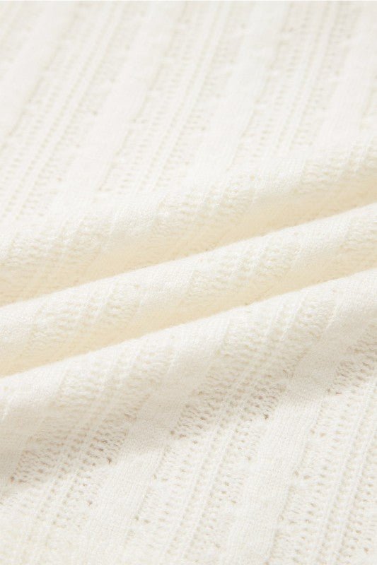 Solid Textured Knit V - Neck Henley Tee - Bitsy Gypsy Boutique