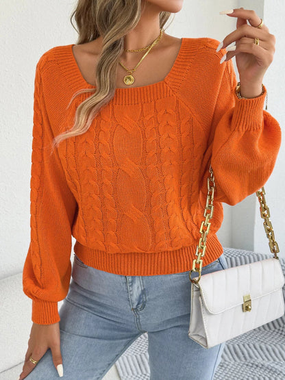 Square Neck Cable Knit Sweater - Bitsy Gypsy Boutique