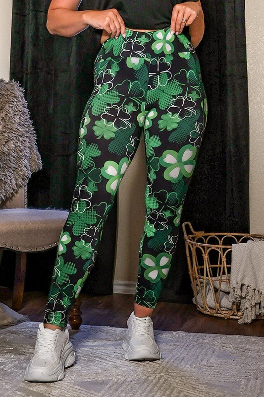 St Patricks Day Shamrock Leggings - Bitsy Gypsy Boutique