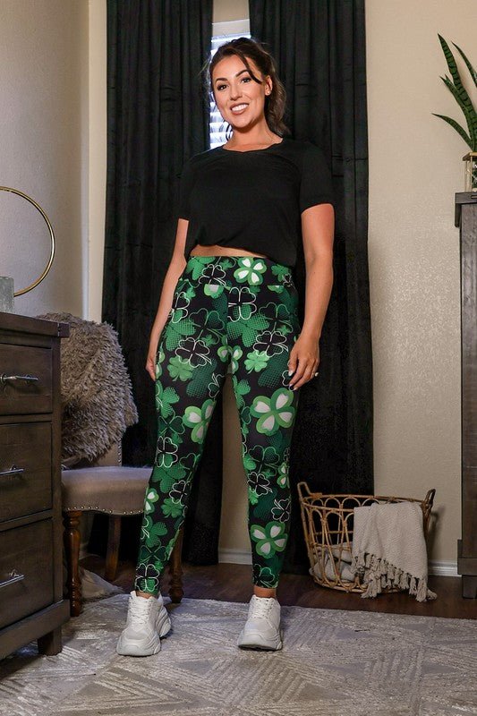 St Patricks Day Shamrock Leggings - Bitsy Gypsy Boutique