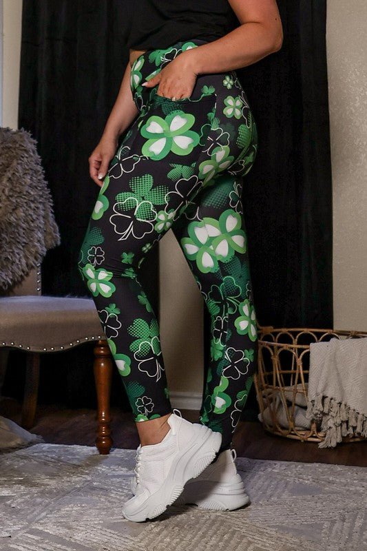 St Patricks Day Shamrock Leggings - Bitsy Gypsy Boutique