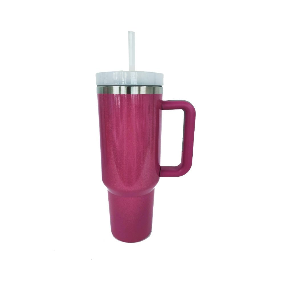 Stainless Steel Tumbler with Handle and Straw - Bitsy Gypsy Boutique