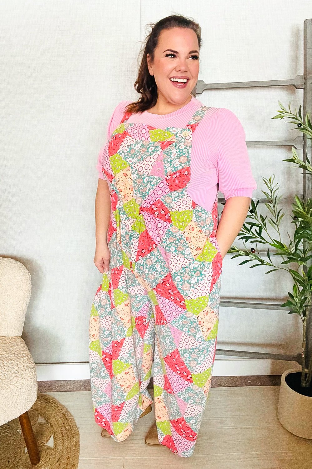 Stand Out Multicolor Boho Patchwork Wide Leg Overall Jumpsuit - Bitsy Gypsy Boutique