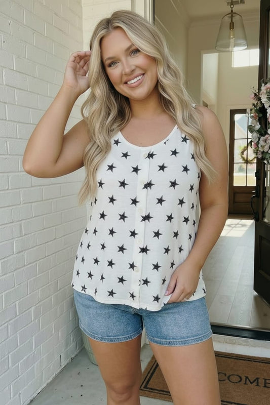 Star Bright Button Tank - Bitsy Gypsy Boutique