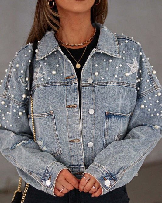 Star denim jacket - Bitsy Gypsy Boutique