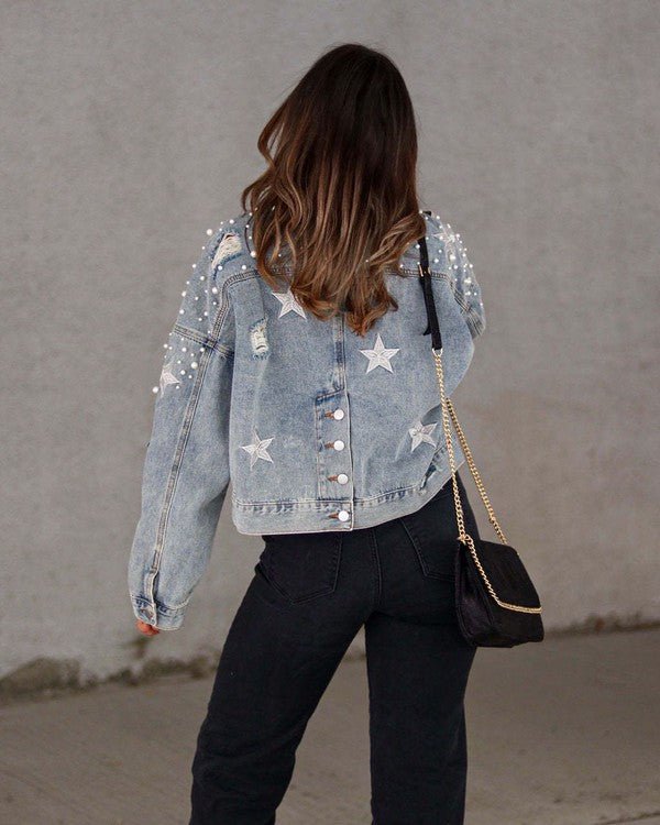 Star denim jacket - Bitsy Gypsy Boutique