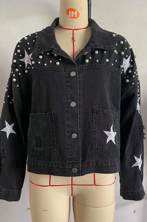 Star denim jacket - Bitsy Gypsy Boutique