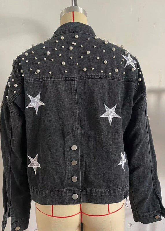 Star denim jacket - Bitsy Gypsy Boutique