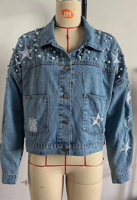 Star denim jacket - Bitsy Gypsy Boutique