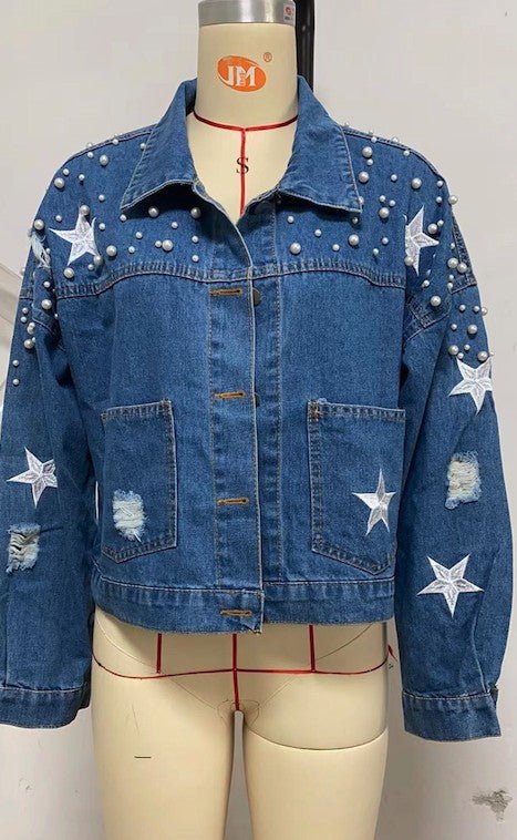 Star denim jacket - Bitsy Gypsy Boutique