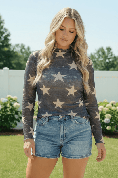 Star Gazer Long Sleeve Mesh Top - Bitsy Gypsy Boutique