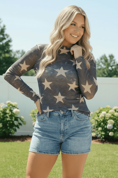 Star Gazer Long Sleeve Mesh Top - Bitsy Gypsy Boutique