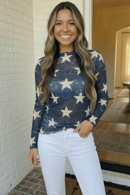 Star Gazer Long Sleeve Mesh Top - Bitsy Gypsy Boutique