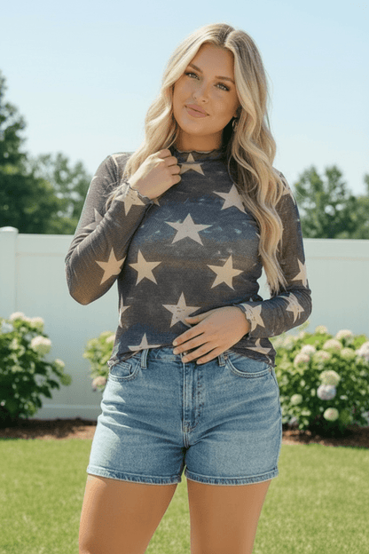 Star Gazer Long Sleeve Mesh Top - Bitsy Gypsy Boutique