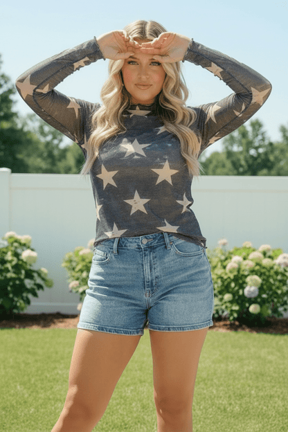 Star Gazer Long Sleeve Mesh Top - Bitsy Gypsy Boutique