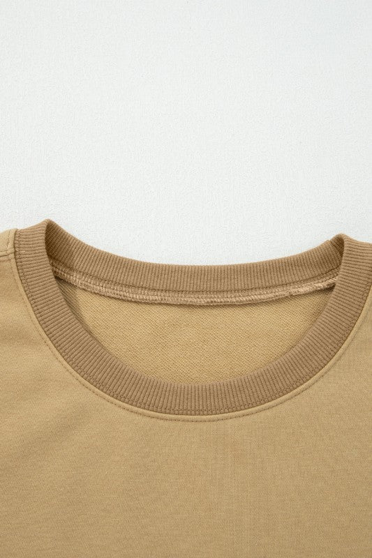 Star Patchwork Reverse Seam Drop Shoulder Sweatshi - Bitsy Gypsy Boutique