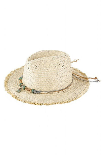 Starfish Charm Hatband Straw Sun Hat - Bitsy Gypsy Boutique