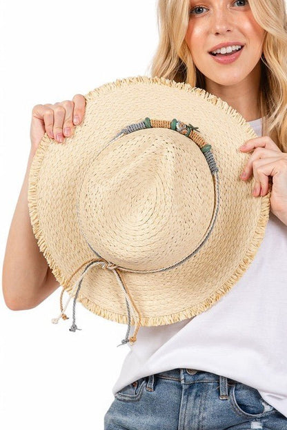 Starfish Charm Hatband Straw Sun Hat - Bitsy Gypsy Boutique