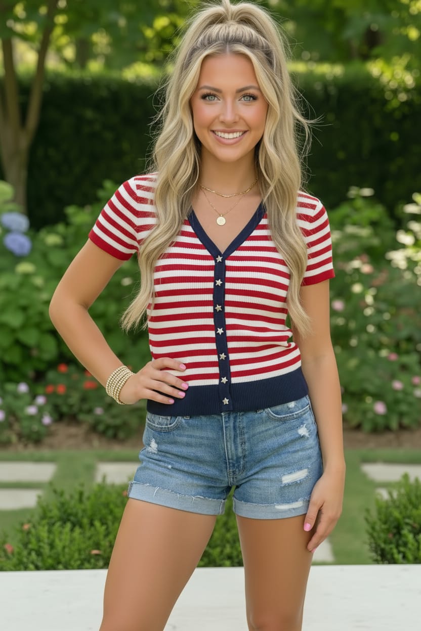 Stars and Stripes Forever Knit Top - Bitsy Gypsy Boutique