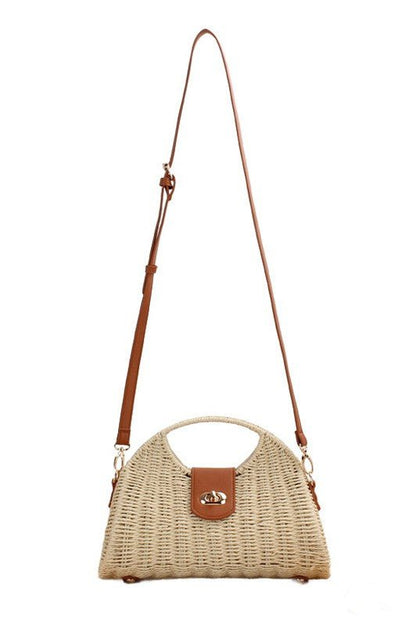 Stella Woven Straw Top Handle Crossbody Bag - Bitsy Gypsy Boutique