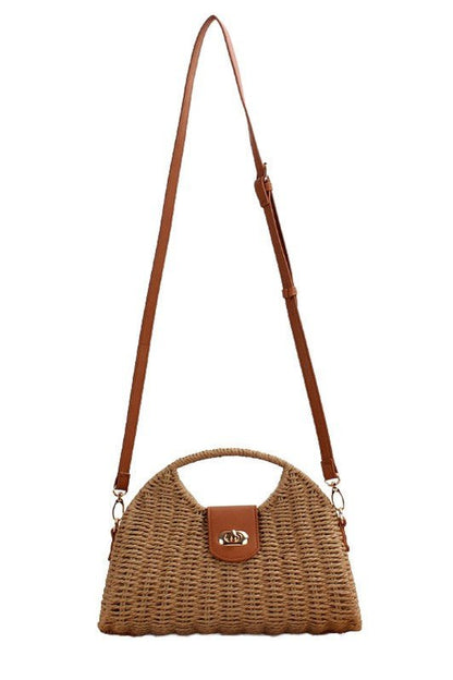 Stella Woven Straw Top Handle Crossbody Bag - Bitsy Gypsy Boutique