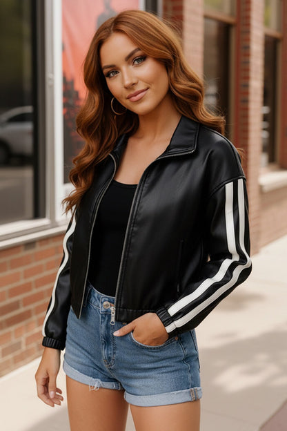 Street Stride Pleather Jacket - Bitsy Gypsy Boutique