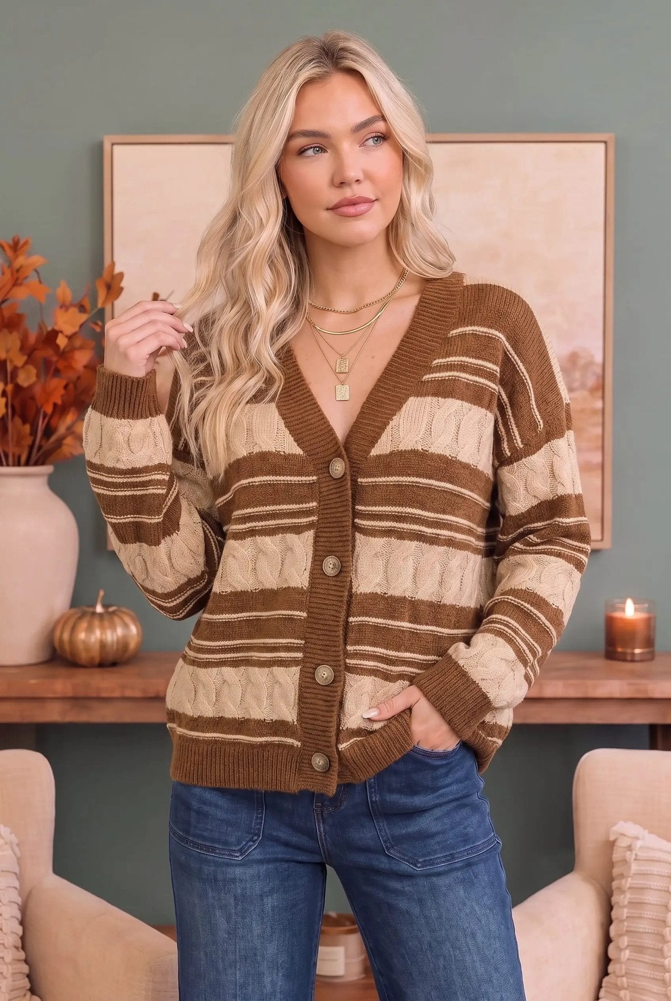 Stripe a Pose Knit Cardigan - Bitsy Gypsy Boutique