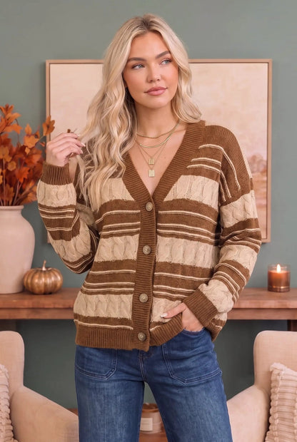 Stripe a Pose Knit Cardigan - Bitsy Gypsy Boutique