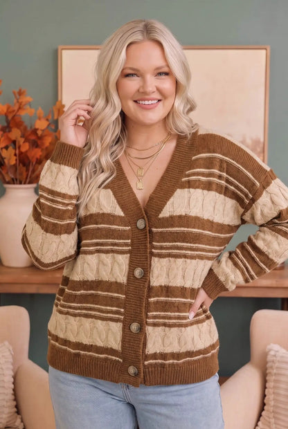 Stripe a Pose Knit Cardigan by Haptics