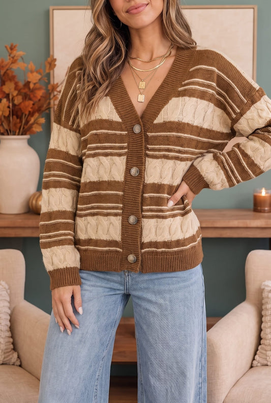 Stripe a Pose Knit Cardigan - Bitsy Gypsy Boutique