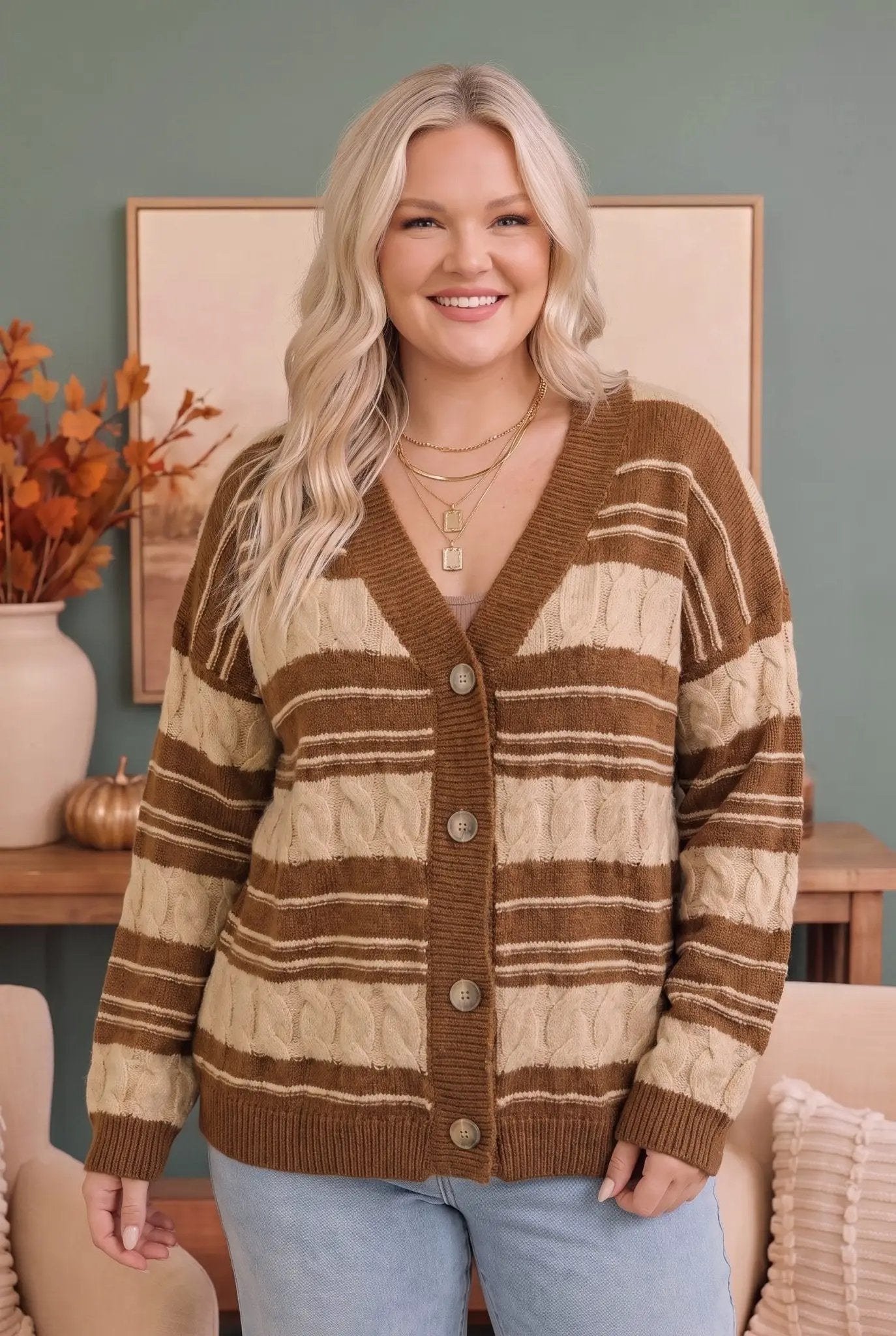 Stripe a Pose Knit Cardigan by Haptics