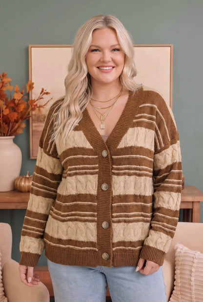 Stripe a Pose Knit Cardigan by Haptics