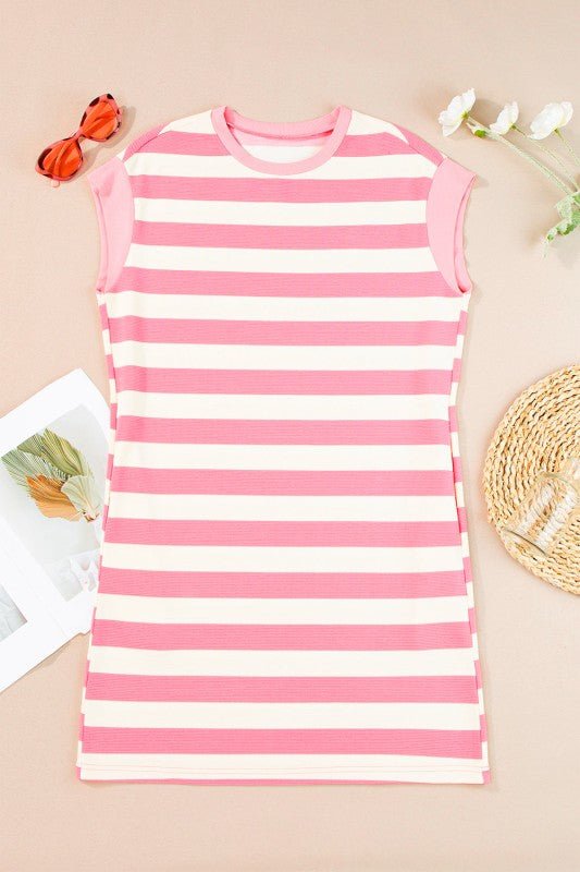 Stripe Cap Sleeve T-Shirt Dress - Bitsy Gypsy Boutique