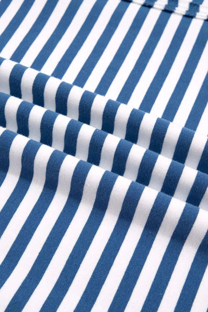 Stripe Color Block Trim Raw Seam Split Hem Loose Sweatshirt - Bitsy Gypsy Boutique