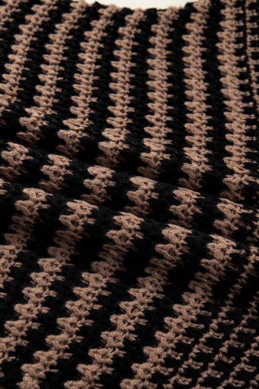 Stripe Draped 3/4 Sleeve Slouchy Sweater - Bitsy Gypsy Boutique