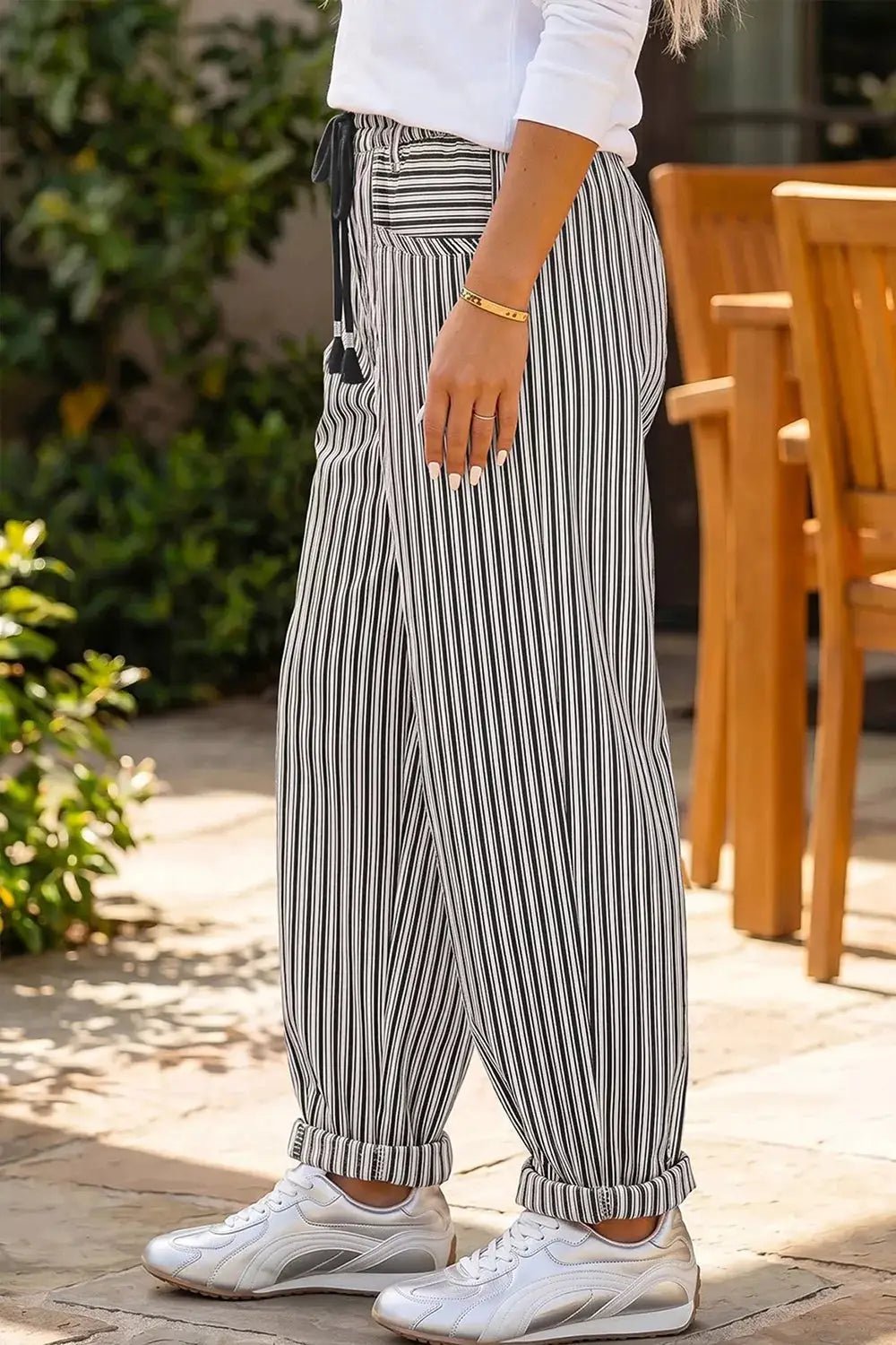 Stripe Drawstring Casual Loose Pants - Bitsy Gypsy Boutique