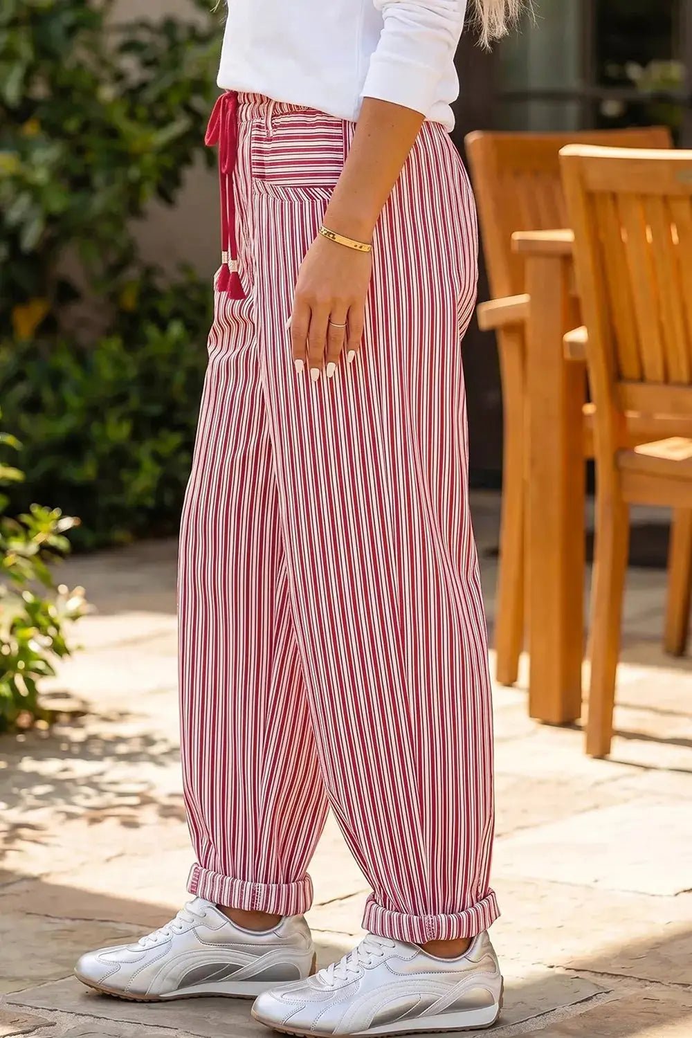 Stripe Drawstring Casual Loose Pants - Bitsy Gypsy Boutique