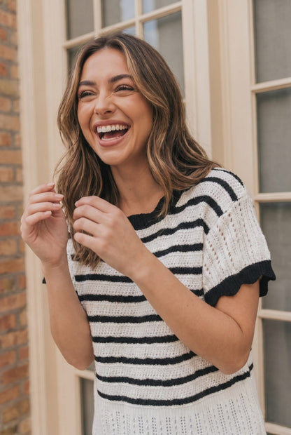 Stripe It Right Knit Sweater Top - Bitsy Gypsy Boutique