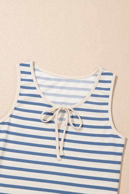 Stripe Tie V - Neck Sleeveless Midi Dress - Bitsy Gypsy Boutique