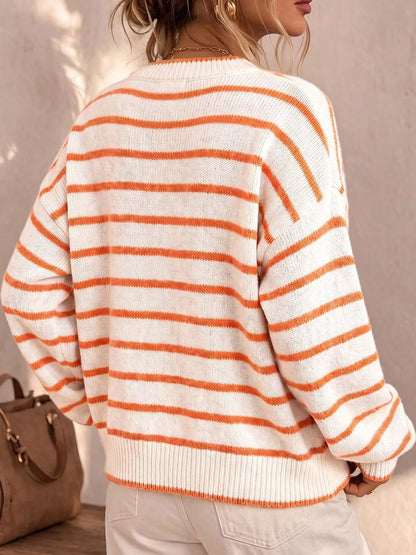 Striped Button-Down Knit Cardigan - Bitsy Gypsy Boutique