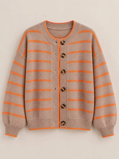 Striped Button-Down Knit Cardigan - Bitsy Gypsy Boutique