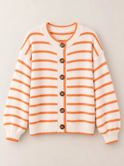 Striped Button-Down Knit Cardigan - Bitsy Gypsy Boutique