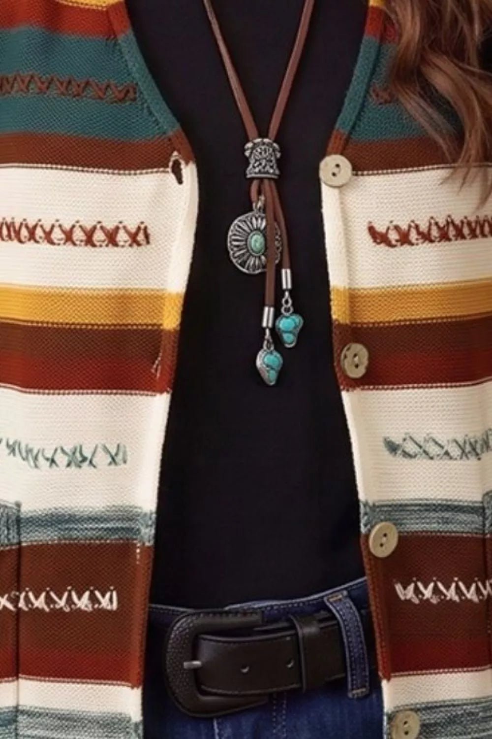 Striped Button Front Sleeveless Knit Regular Fit Sweater Vest - Bitsy Gypsy Boutique
