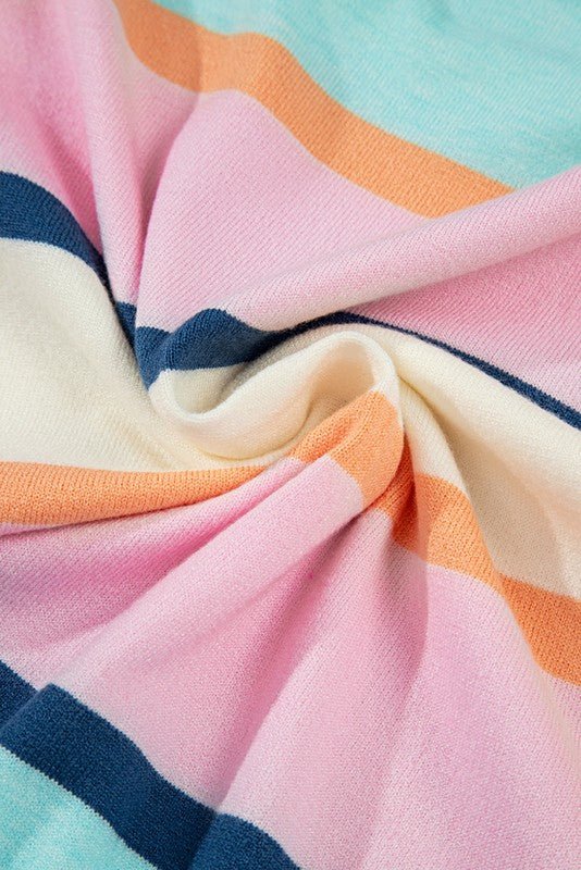 Striped Colorblock Flutter Sleeve Knit Top - Bitsy Gypsy Boutique