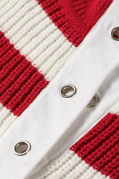 Striped Colorblock V Neck Long Sleeve Shift Sweater - Bitsy Gypsy Boutique