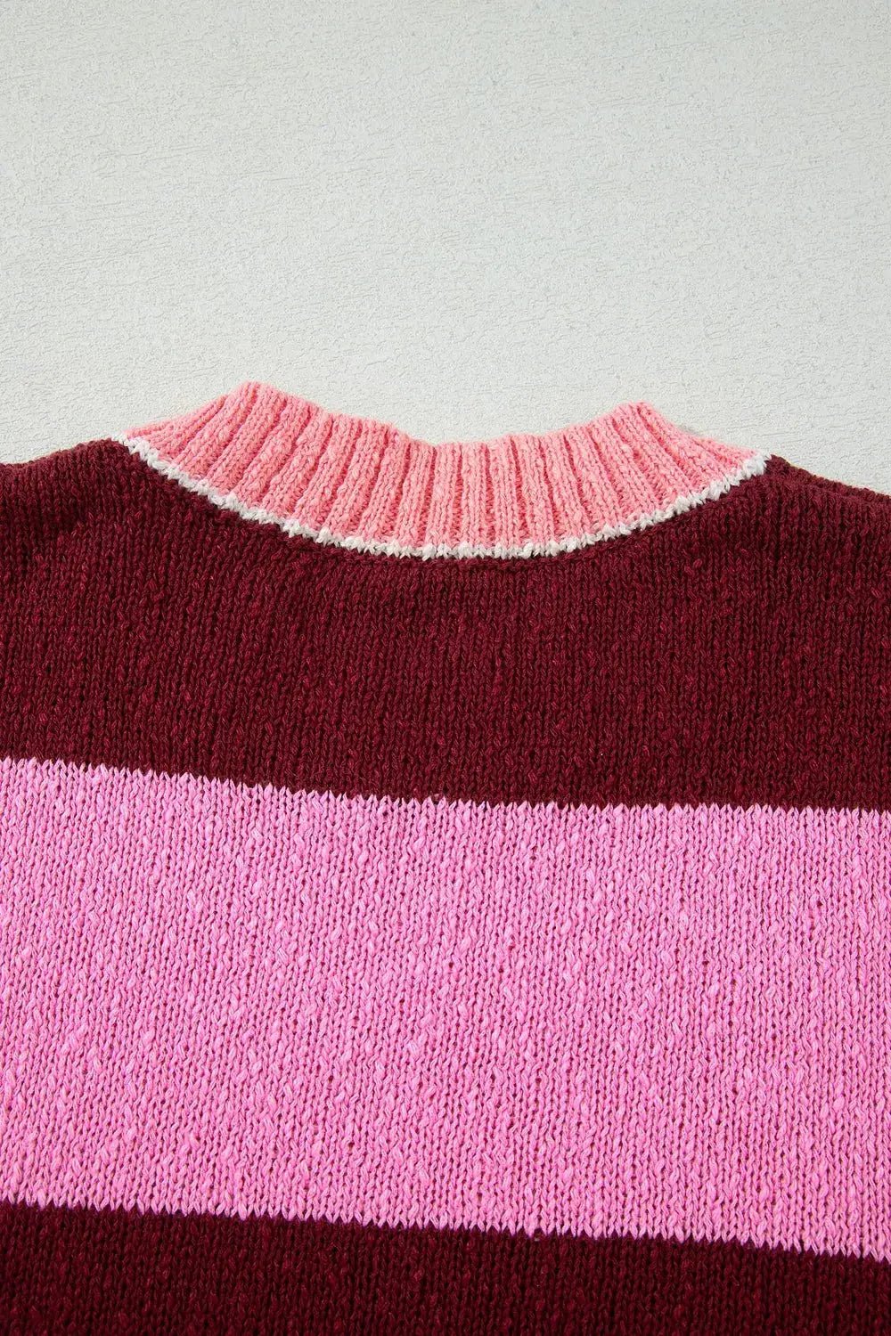 Striped Drop Shoulder Long Sleeve Pullover Regular Fit Knit Sweater - Bitsy Gypsy Boutique