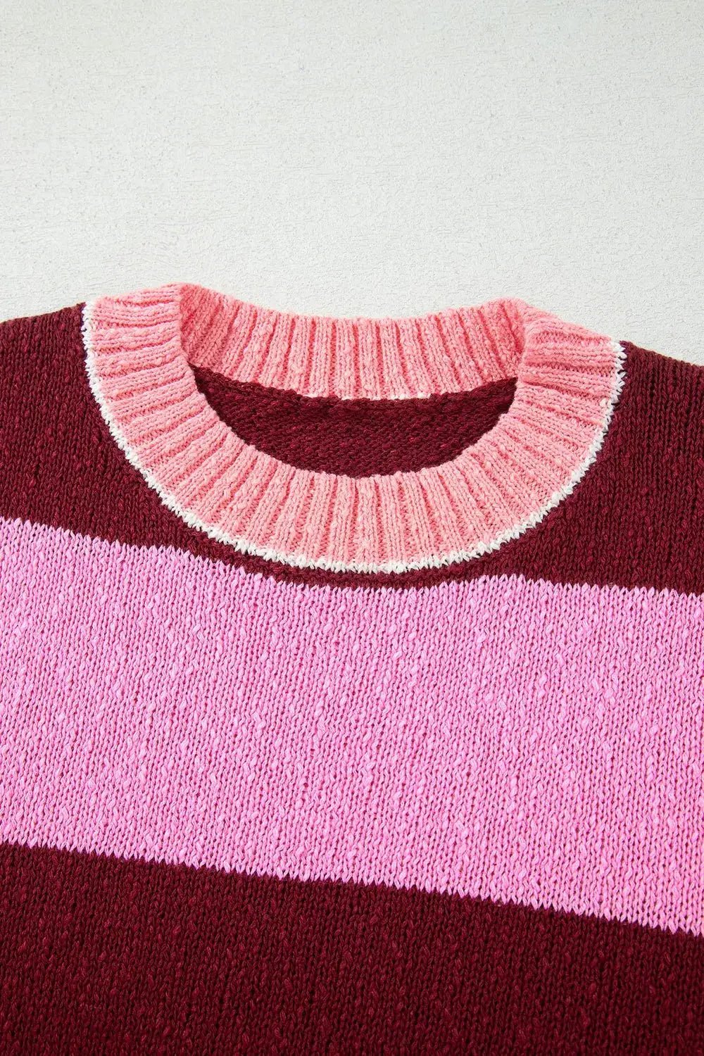 Striped Drop Shoulder Long Sleeve Pullover Regular Fit Knit Sweater - Bitsy Gypsy Boutique