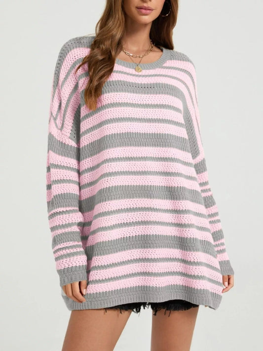Striped Drop Shoulder Sweater - Bitsy Gypsy Boutique