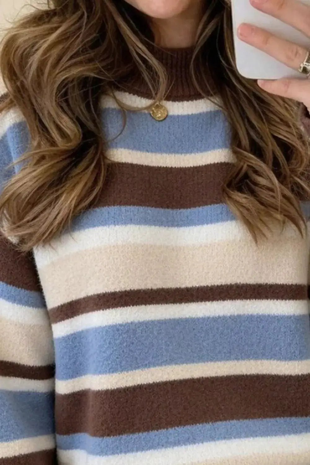 Striped Dropped Shoulder Sweater - Bitsy Gypsy Boutique