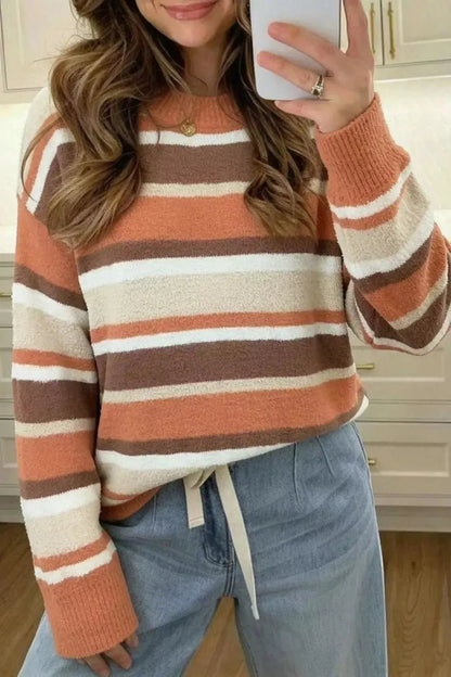 Striped Dropped Shoulder Sweater - Bitsy Gypsy Boutique